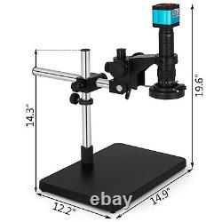 14MP Digital Stereo Microscope Camera +Boom Stand 0.5X C-mount Adapter 144 LED