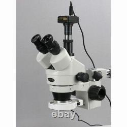 3.5X-90X Trinocular LED Boom Stand Stereo Microscope with 144-LED and 18MP Camer