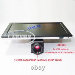9 LCD 5-360X 1080P 60FPS C-mount Digital Microscope Camera iPhone PCB Repair US