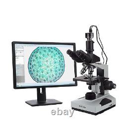 AmScope 40X-1000X Simul-Focal Lab Clinic Trinocular Microscope + 2MP HD Camera