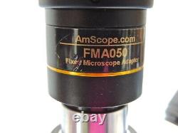 AmScope 7X-45X Stereo Zoom Microscope with Single Arm Boom Stand & Eyepiece Camera