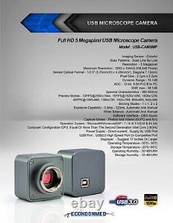Digital Microscope Camera USB 3.0 HD 5MP C-Mount Eyepiece Adapter Leica Zeiss