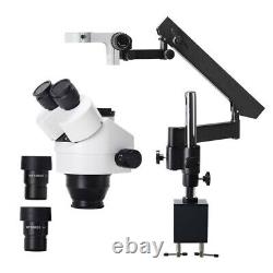 High Resolution 7X 45X Zoom Trinocular Microscope +Flexible Stand +32mm Column
