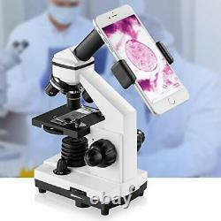 Kids Microscope Students Adults with Slide Set Phone Adapter School Laboratory