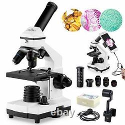 Kids Microscope Students Adults with Slide Set Phone Adapter School Laboratory