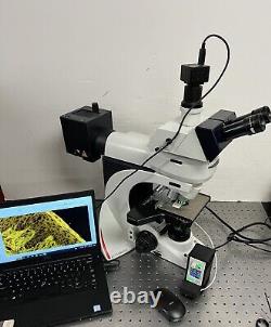 Leica DM 3000 Broadband LED Fluorescence Trinocular Microscope Laptop 5MP Camera