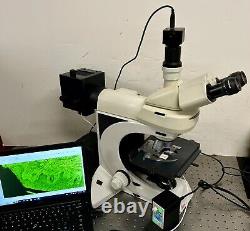 Lieca DM DMLB 100T Universal LED Fluorescence Microscope Laptop +CAM