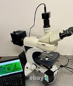 Lieca DM DMLB 100T Universal LED Fluorescence Microscope Laptop +CAM