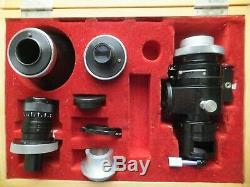 Nikon Photo Vintage Microscope Adapter Kit Incl. Lenses In Wood Box / Clean