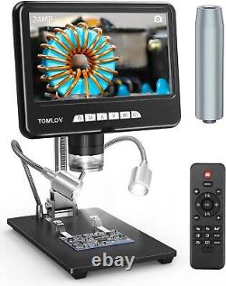 TOMLOV 2K USB HDMI Digital Solder Microscope 16MP 1200X Coin Magnifier 7 screen