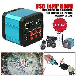 USB 14MP Microscope Digital Camera HDMI CCD Electronic Eyepiece WithAdapter lens