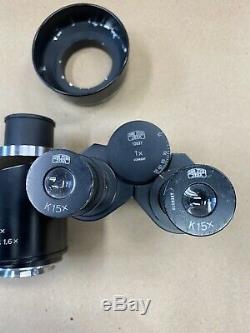 Vintage Carl Zeiss Jena Binocular Microscope Camera Adapter 15x Eyepieces German