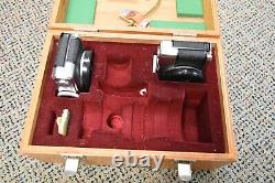 Vintage Olympus Microscope Camera Adapter & 2 Cameras Cable Release in Wood Case