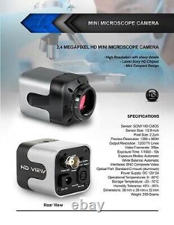 Zeiss Type Microscope C-Mount Camera, Adapter & Beam Splitter Lens for Slit Lamp
